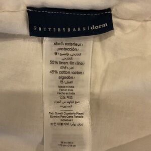 Pottery Barn Dorm Linen Cotton Duvet in White Twin/TwinXL